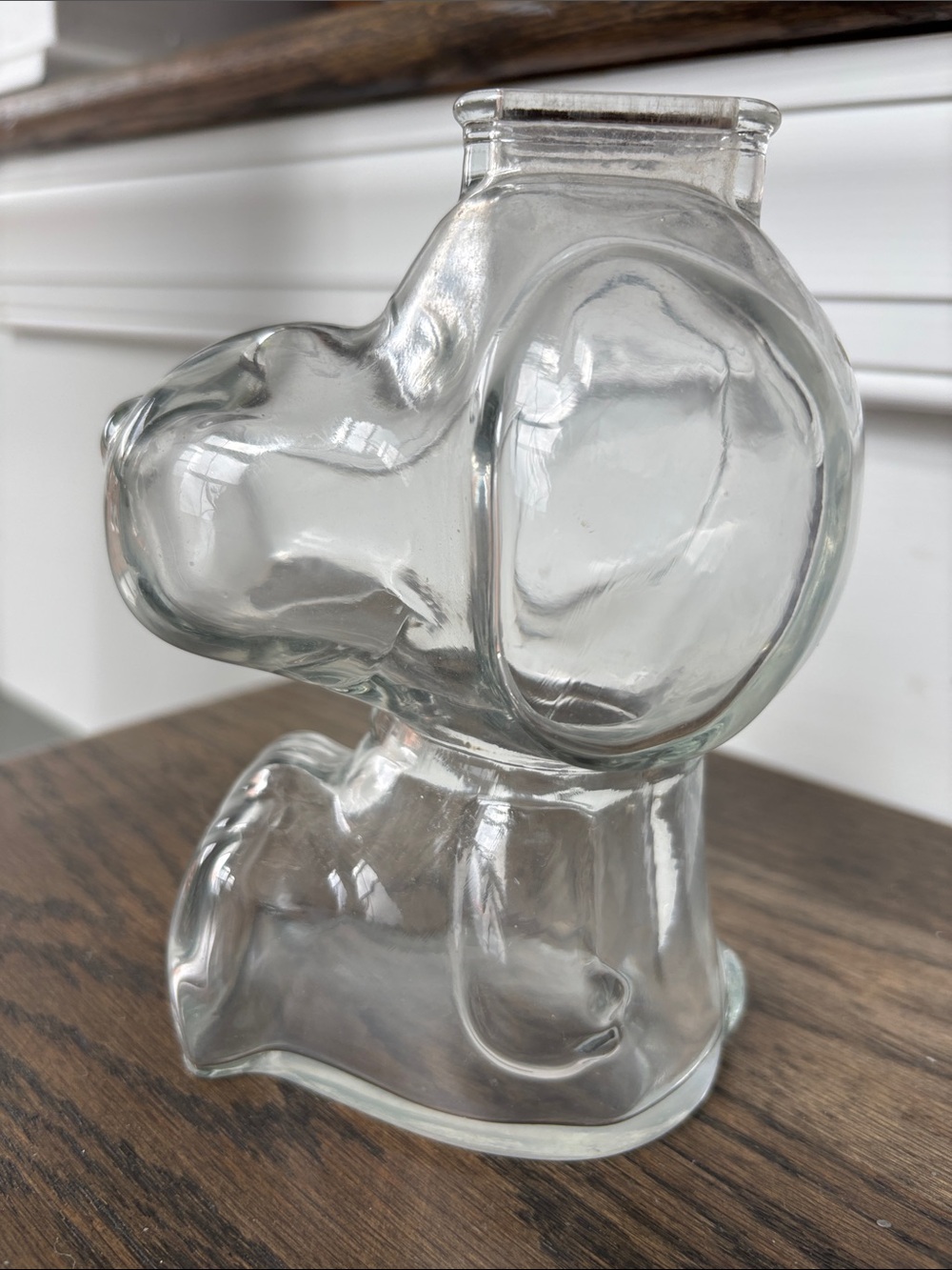 Vintage Snoopy glass bank, 6” tall